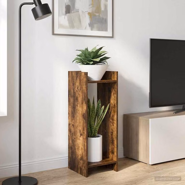Set di 2 supporti per piante vidaXL in legno color rovere fumo, L/P/H: 30 x 30 x 80 cm