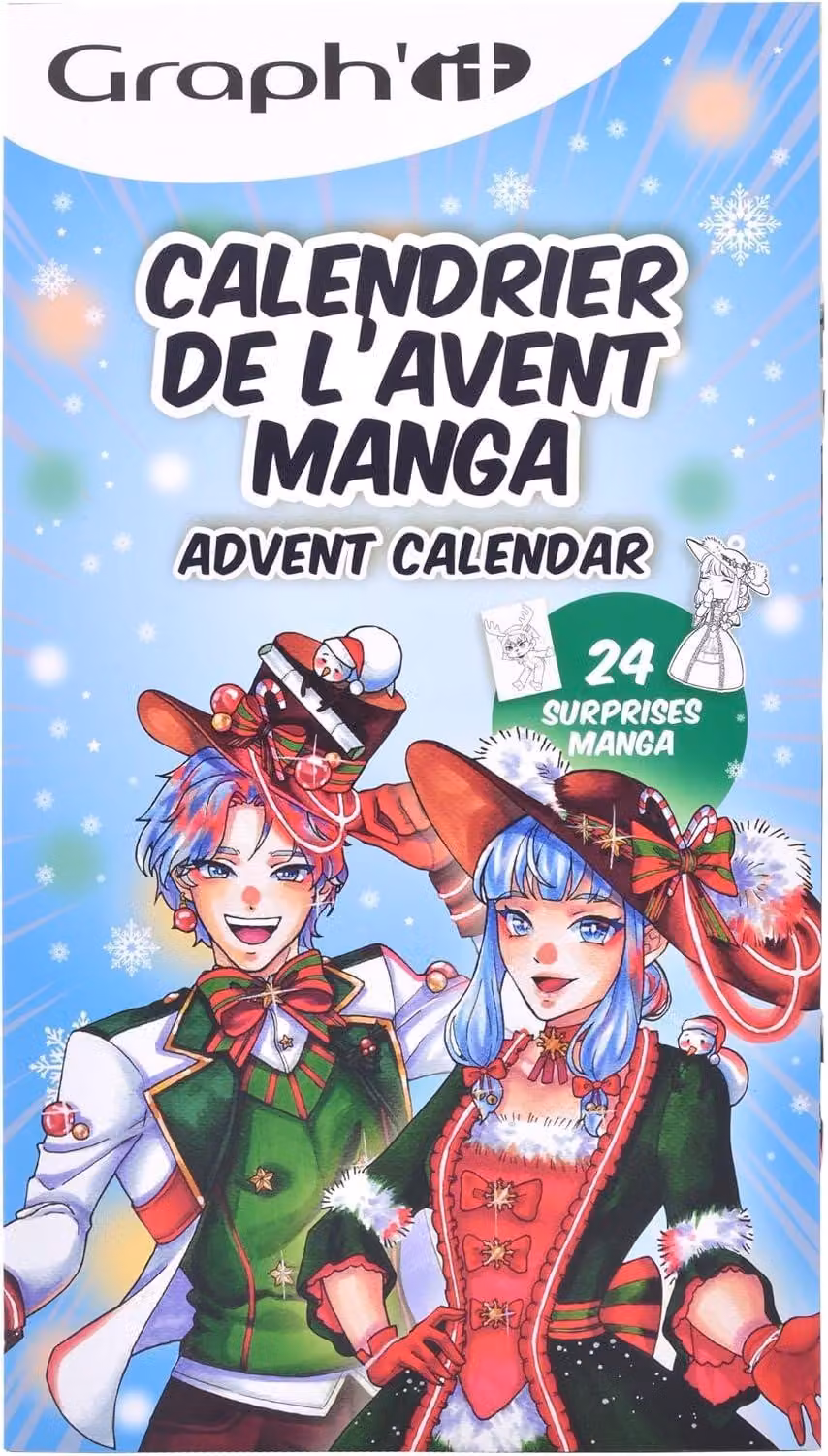 Calendario dell'Avvento 2024: 24 sorprese creative. Ideale per appassionati di disegno e manga. Adatto a adulti e bambini. Include pennarelli e pennarelli a punta fine