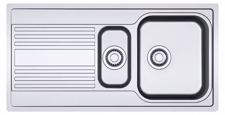 FRANKE 127.0371.769 Lavello RAPID RPX 251-100 con eccentrico girevole e scolapiatti in acciaio inox / Lavello in acciaio inox / Lavello da appoggio