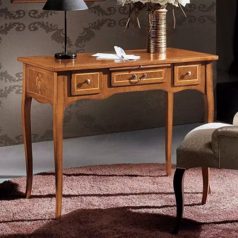 Scrivania classica Bassano in legno con 3 cassetti e tiretto Mobili 2G L: 100 cm, P: 50 cm, H: 80 cm – 1