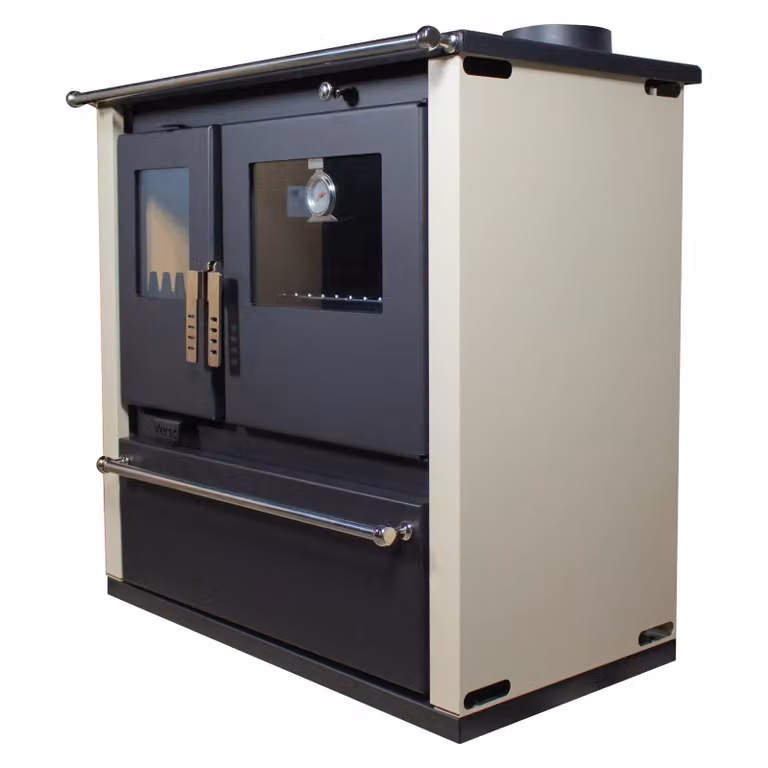 Stufa a legna Verso CS Plus Ivory – 7,7 kW, con forno e piano cottura – Classe A+
