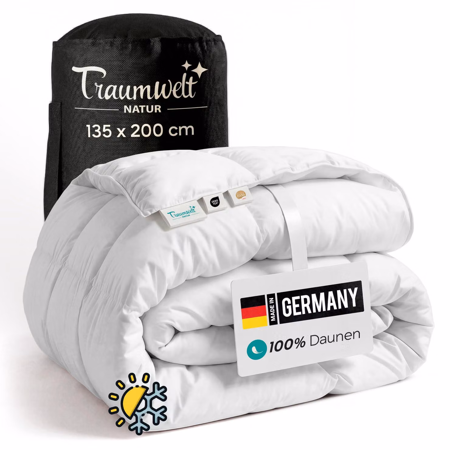 Coperta in piuma 135x200 cm, 100% piuma, adatta anche per chi soffre di allergie, Öko-Tex