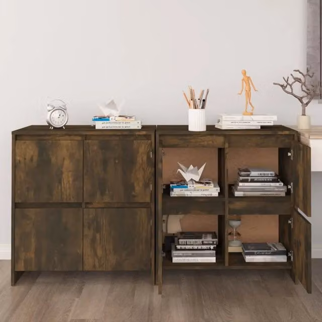 Set di 2 credenze vidaXL in legno rovere marrone opaco, L/P/H: 70 x 41 x 75 cm