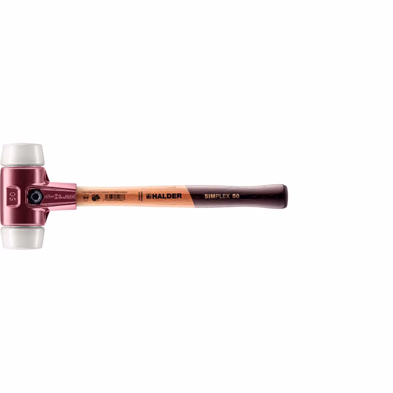 Mazza SIMPLEX soft-face con alloggiamento TE e manico in legno, Ø 50, superplastica