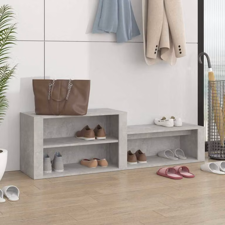 Scarpiera moderna vidaXL in legno multistrato grigio, L 150 x P 35 x H 45 cm