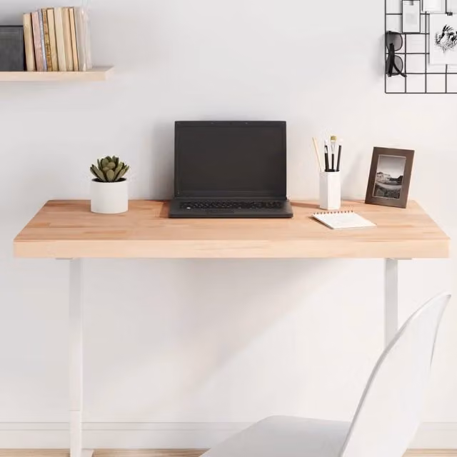 Piano per tavolo rettangolare in legno di faggio beige vidaXL L: 100 cm, P: 60 cm, H: 4 cm