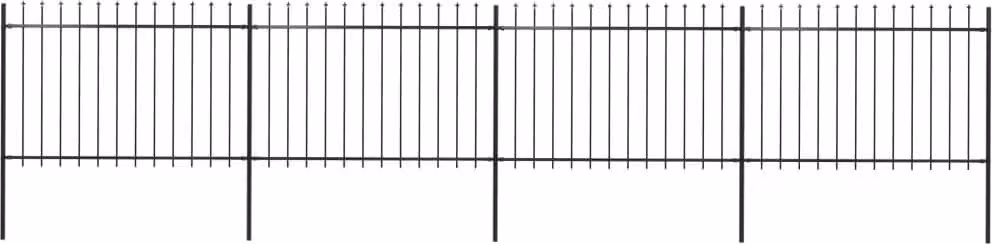 Recinzione da Giardino con Punta a Lancia in Acciaio 714,5x120 cm Nero