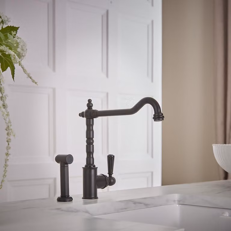 Miscelatore Cucina Tradizionale Leva Singola Con Spray Estraibile - Nero - Elizabeth