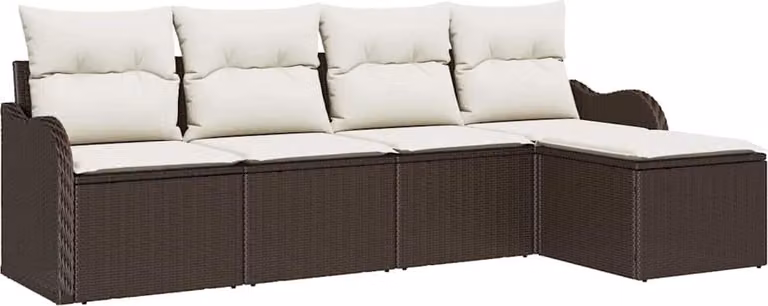 Set Divano da Giardino 5 pcs Marrone polyrattan