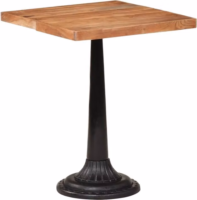 Tavolo da Bistrot Quadrato in Legno di Acacia Marrone con Colonna Centrale L: 60 cm, P: 60 cm, H: 76 cm