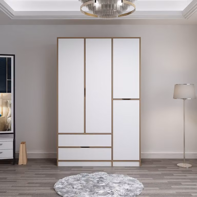 Skye Decor, Elina - 8165, armadio, bianco, 100 % PANNELLI DI PARTICELLE RIVESTITI IN MELAMMINA, 140 x 52 x 208 cm