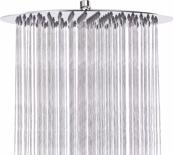 Soffione doccia a pioggia ad alto flusso, acciaio inossidabile, cascata da bagno, montaggio universale a parete e a soffitto (30 cm, cromato)