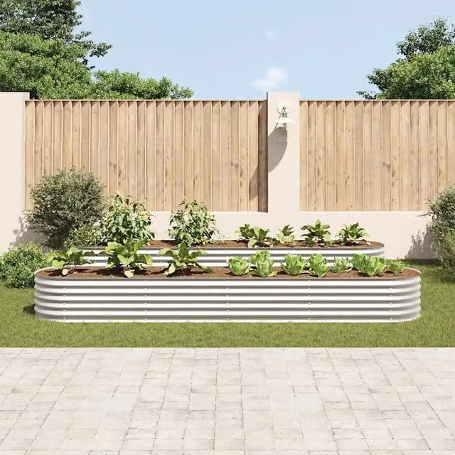 Letto rialzato da giardino vidaXL in acciaio zincato argento L: 400 cm, P: 80 cm, H: 44 cm
