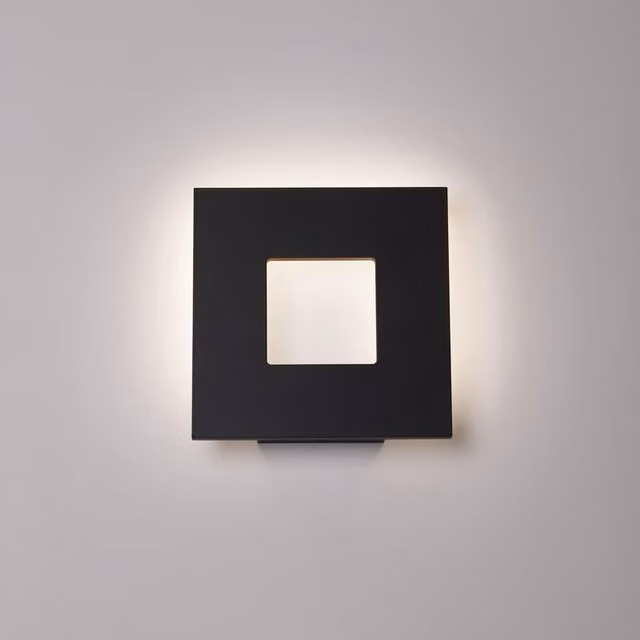Applique Cattaneo Square in metallo con LED regolabile e dimmerabile, bicolore grigio e nero, luce bianco caldo, orientamento up/down