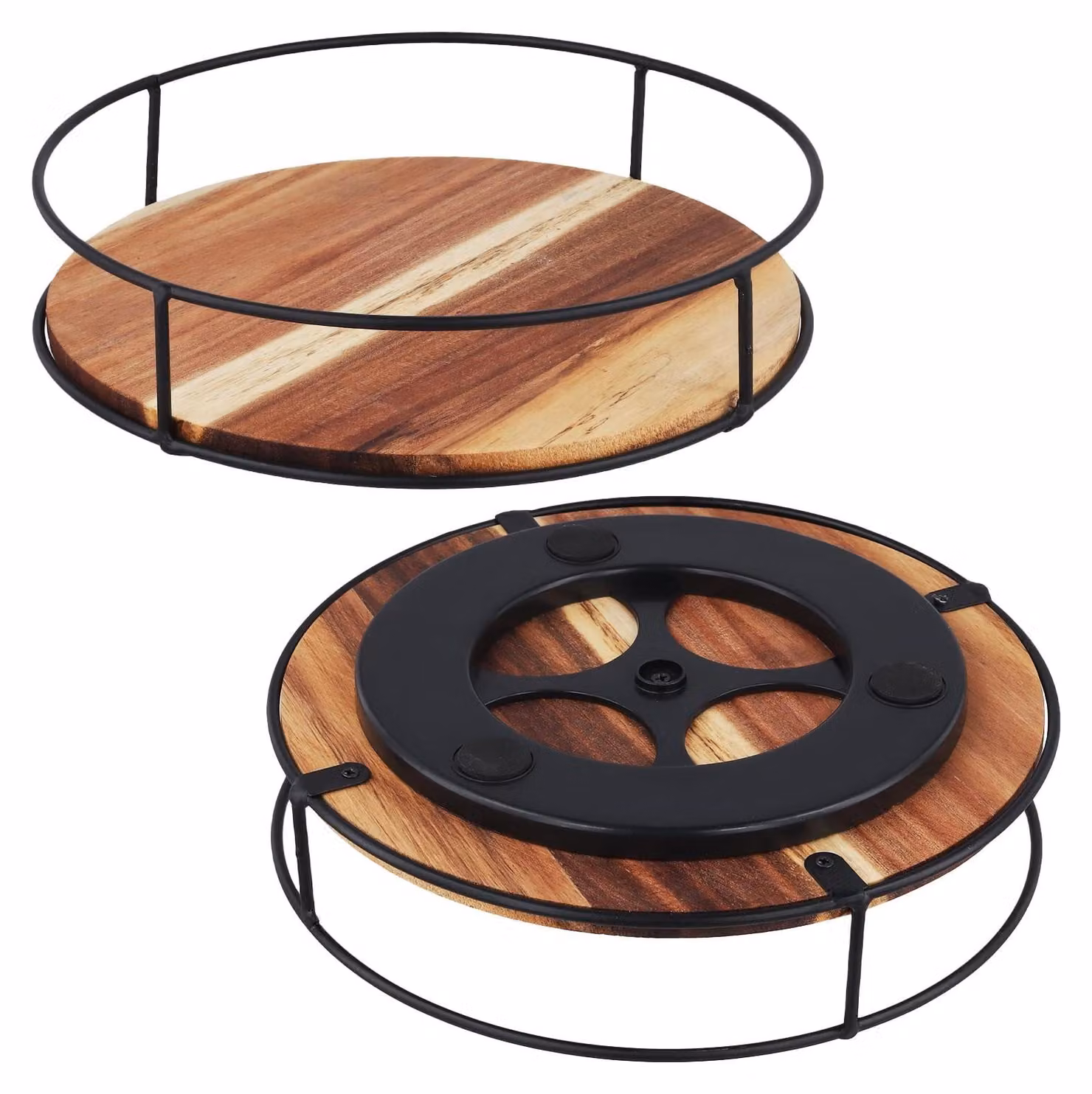 Omgoods - 2 sottopiatti girevoli in legno per cucina e tavolo da pranzo