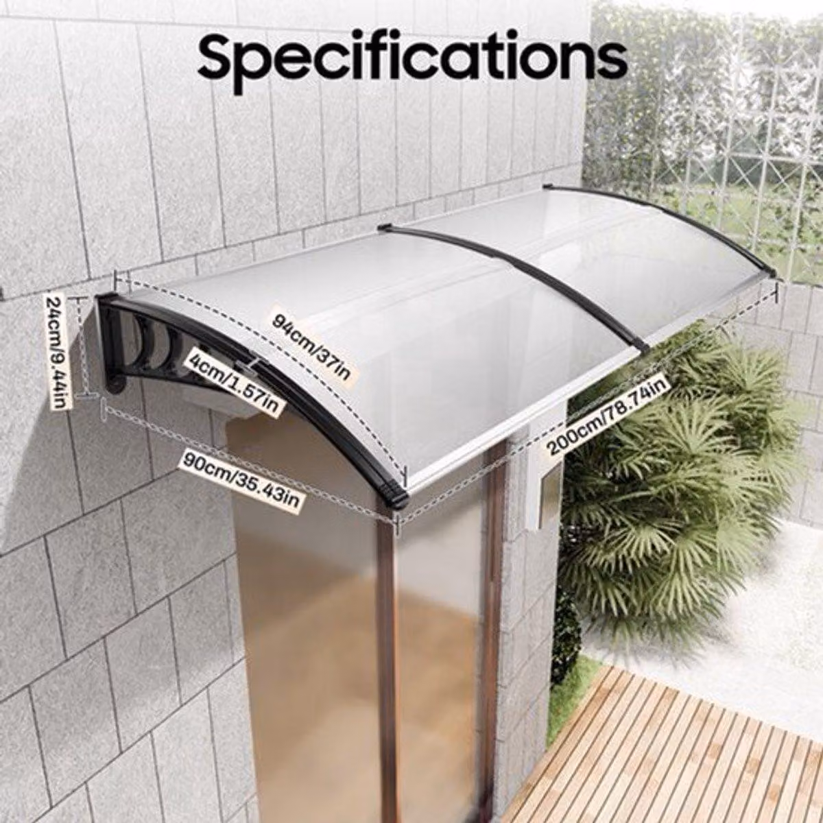 Tenda da sole per ingresso, con struttura robusta, ideale per balconi e giardini, che protegge dalla pioggia e dal sole