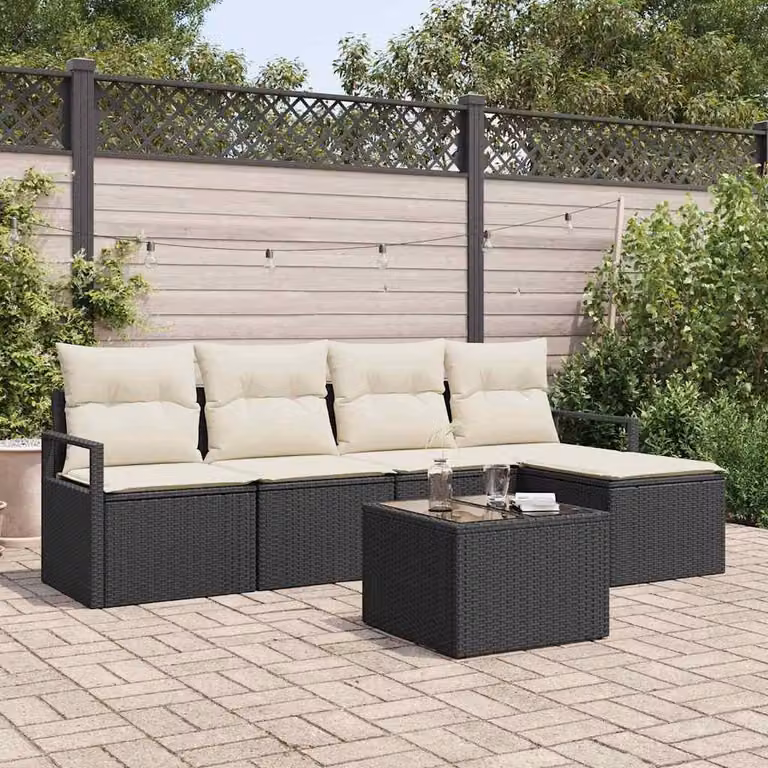 Maison Exclusive - Set di divani da esterno, 6 pezzi, colore nero [Materiale sintetico]: rattan sintetico