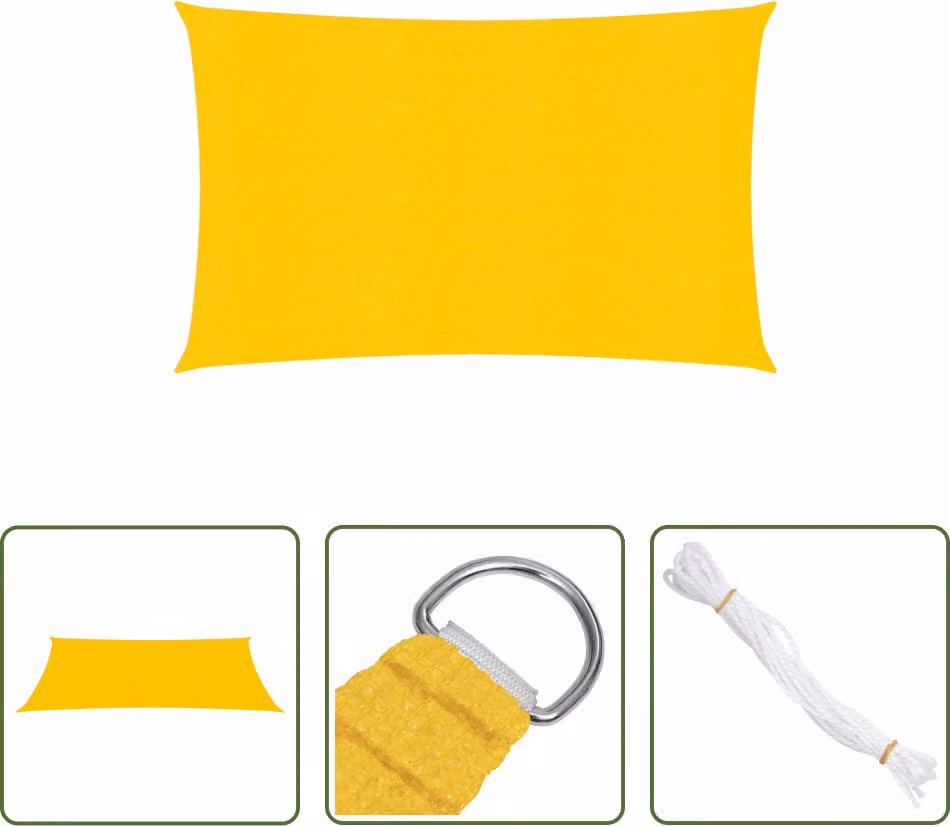 The Living Store Tenda da sole 160 g/m² rettangolare gialla 4x6 m HDPE