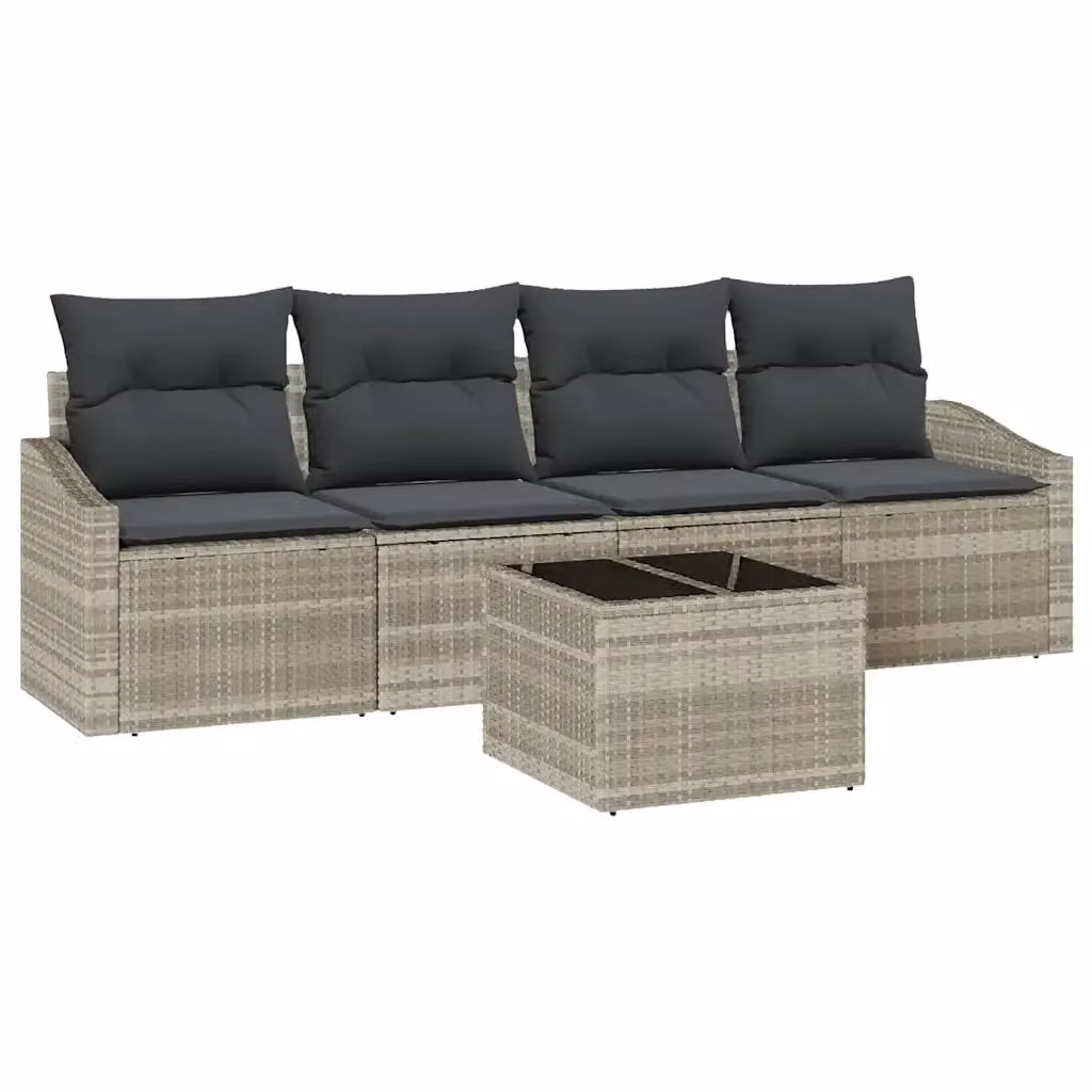 Set di divani da giardino vidaXL in polyrattan grigio con cuscini inclusi – 2