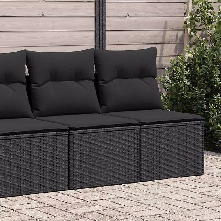 Set di divani da giardino vidaXL in polyrattan nero con cuscini rimovibili e struttura in metallo per esterno