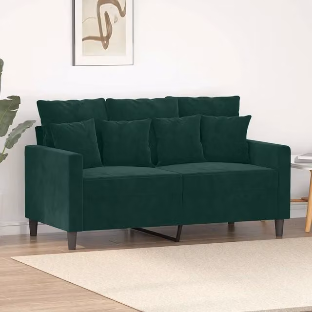 Divano a 2 Posti-Sofa 2 Posti Verde Scuro 120 cm in Velluto 215909