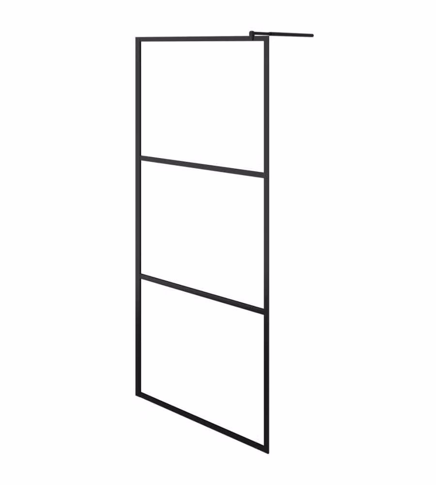Parete Doccia Walk-in vidaXL in Vetro Trasparente con Profilo Nero L: 100 cm, H: 195 cm – 2