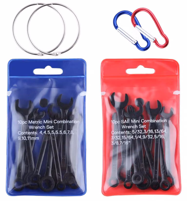 Set di 20 chiavi a Esagono mini, metriche e SAE, con custodia