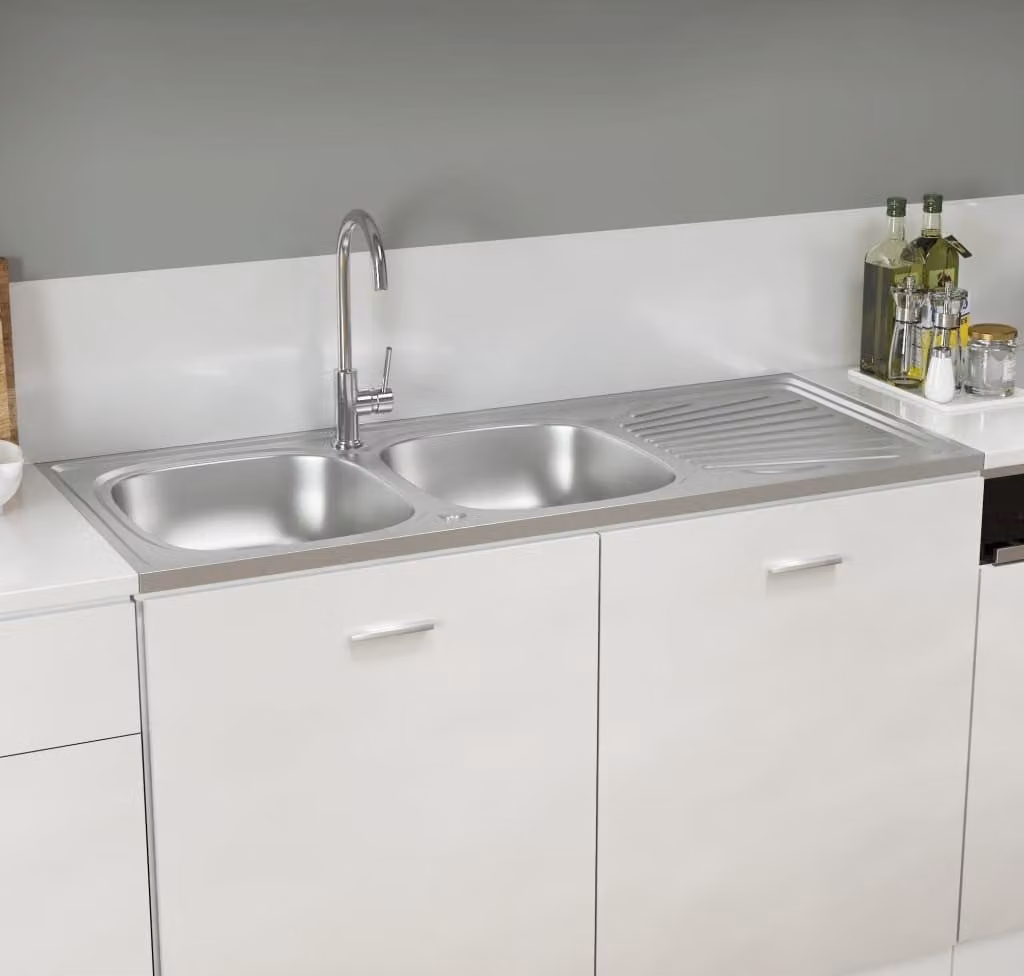 The Living Store Lavello da cucina a doppia vasca silver 1200x500x155 mm in acciaio inox