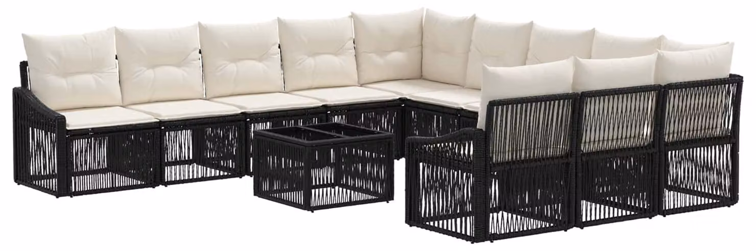 Set Divano da Giardino 12 pcs Nero polyrattan