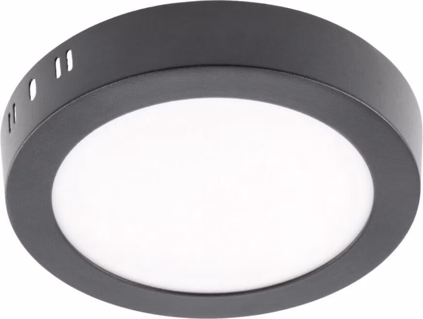 Lampada da soffitto a LED 13w a vista Pannelli da soffitto Lampada da soffitto nera rotonda | Ø170 mm | Bianco neutro | 1020 lumen