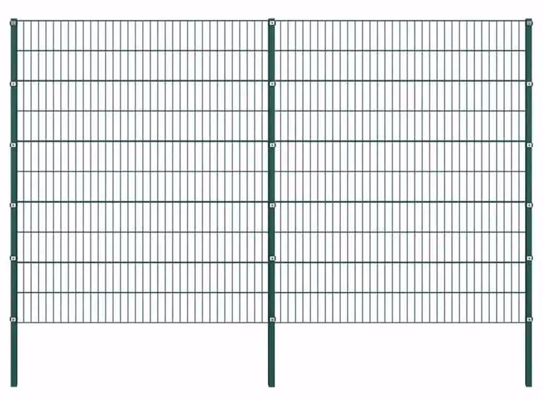 Pannello per recinzione con pali in ferro, dimensioni 349 x 200 cm, colore verde