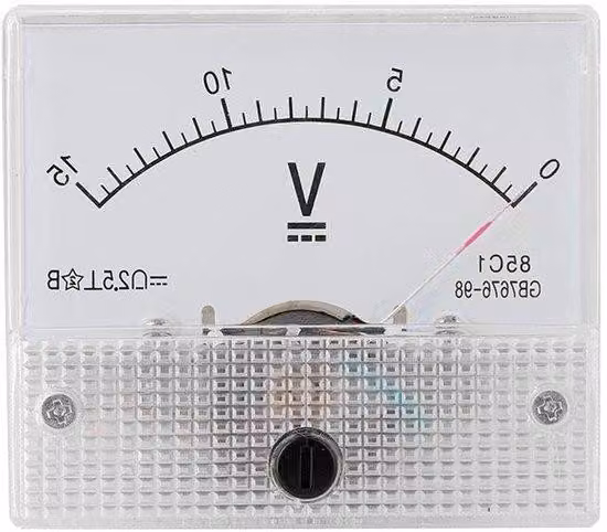 Pannello professionale di voltmetri analogici con precisione al 25%, corrente continua 0-15 V, amperometri per correnti continue