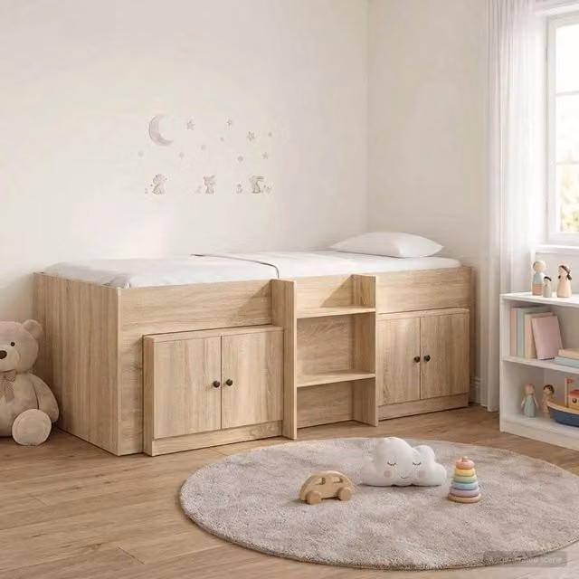 Struttura Letto Loft con Mobile con porta 3 pz Rovere Sonoma 3423376
