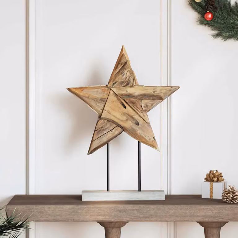 Stella di Natale LED vidaXL Marrone in stile rustico L: 43,5 cm, P: 13,5 cm, H: 59 cm
