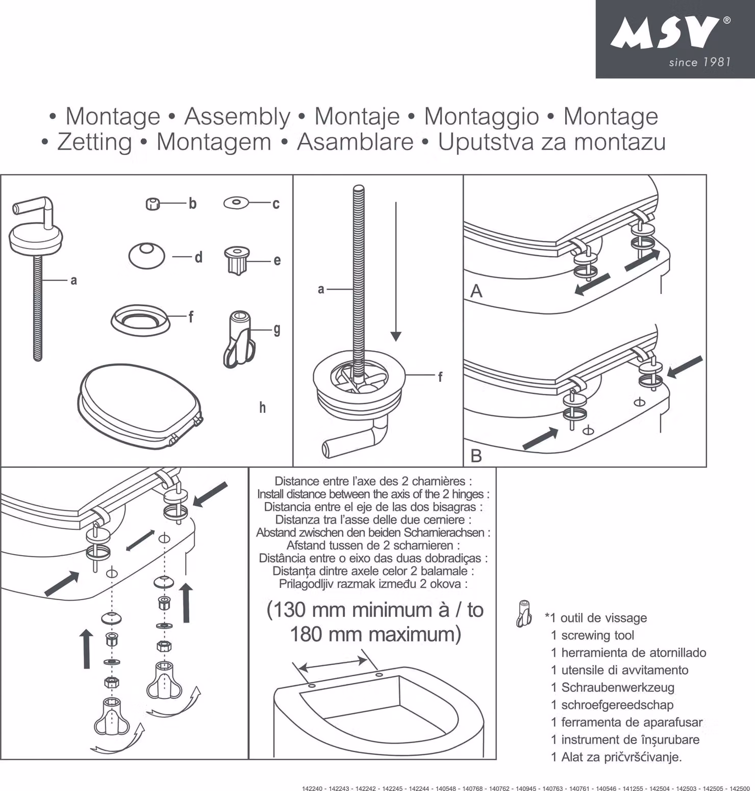 Sedile WC MSV Coperchio del WC Anima in legno MDF "Spirit" Cerniere in acciaio inox