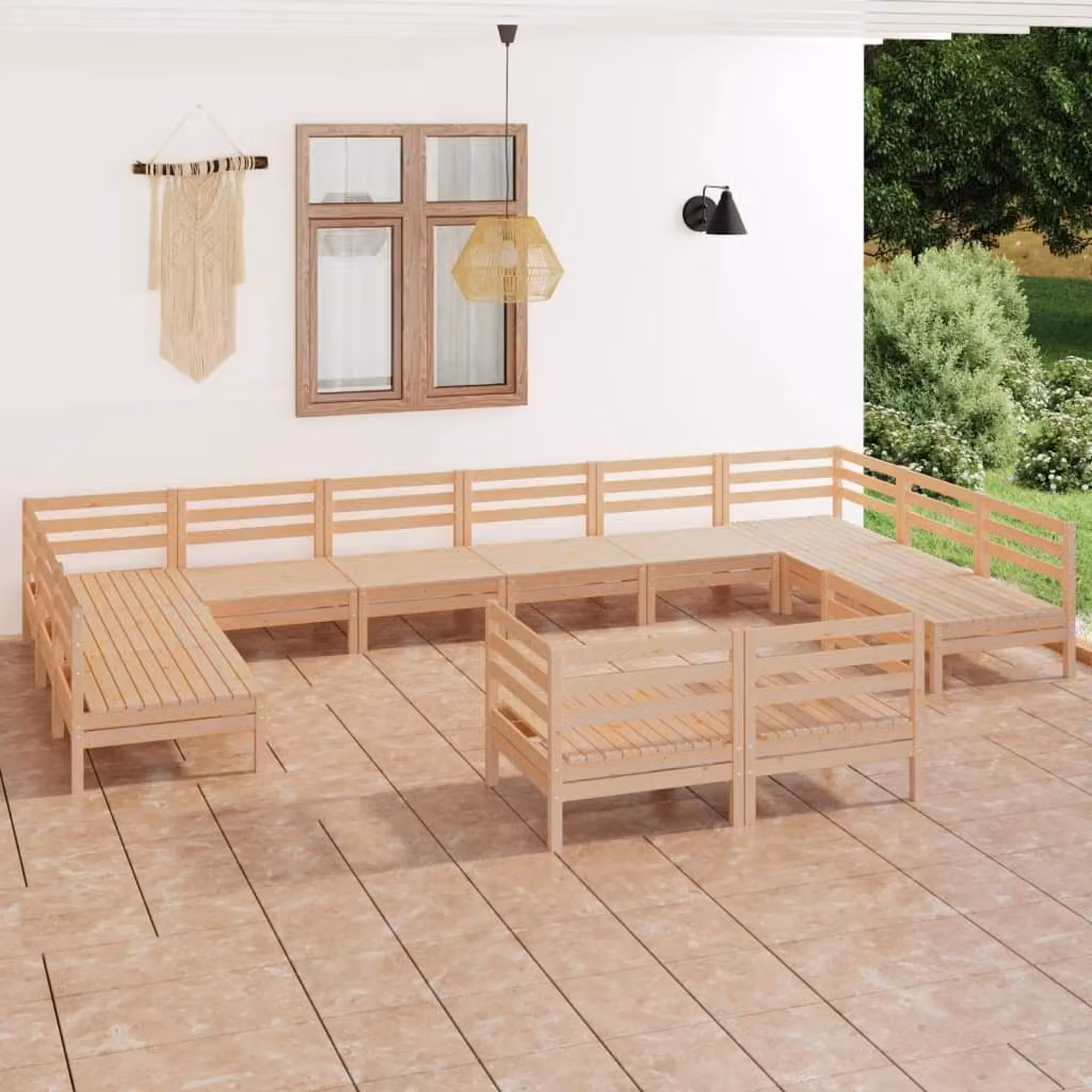 The Living Store Set da giardino in pino massiccio da 12 pezzi
