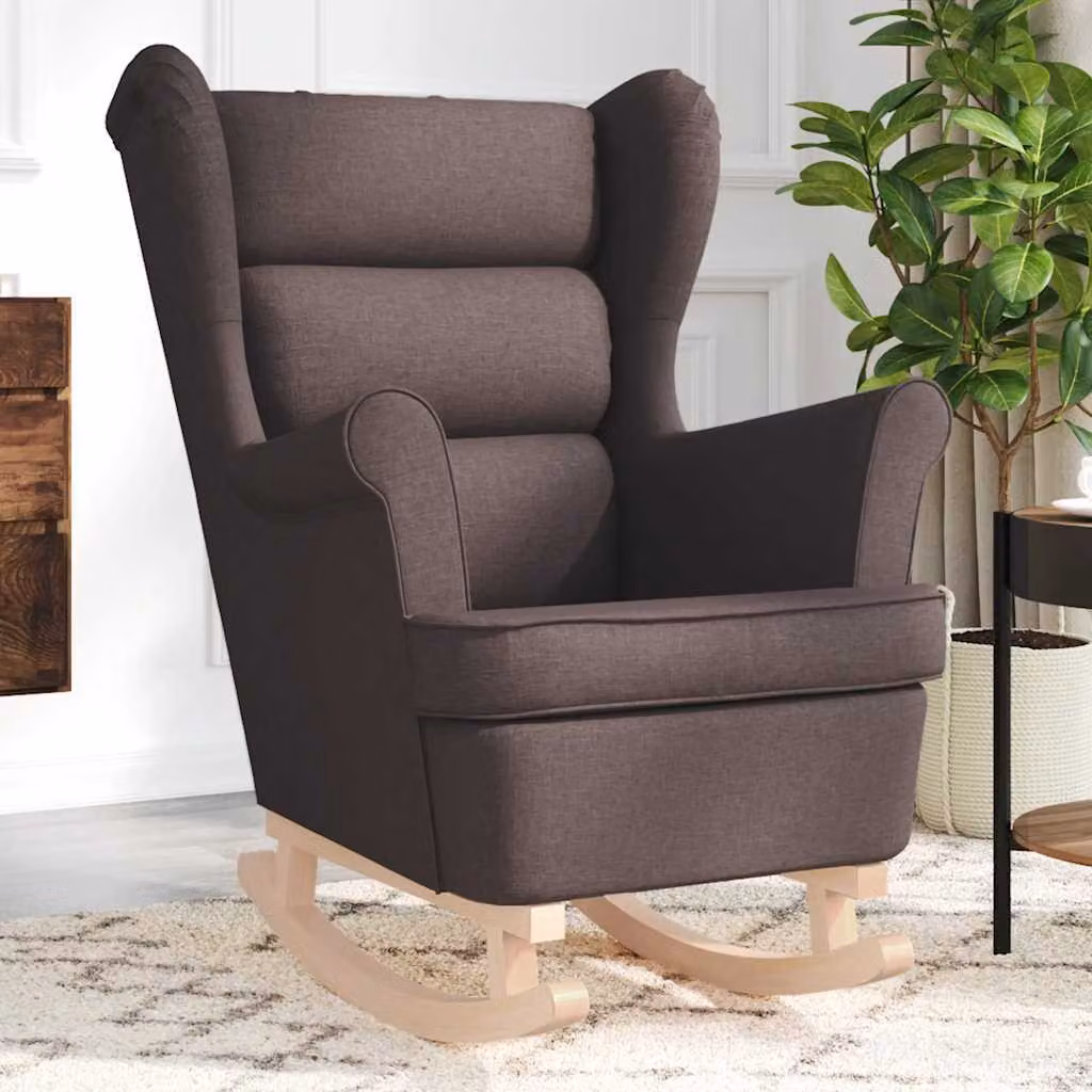Maison Exclusive - Poltrona a dondolo, marrone scuro, 74x90x102 cm, rivestita in tessuto