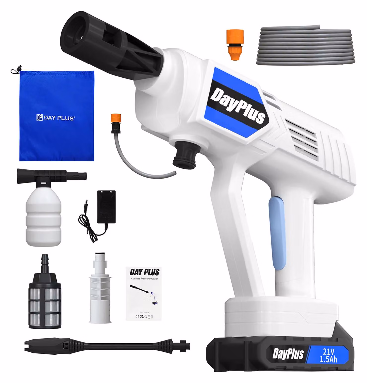Idropulitrice portatile – Pistola di pulizia senza fili – 1 batteria – Ideale per la pulizia dell'auto, del giardino, della terrazza e delle finestre