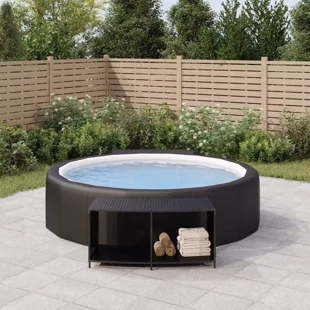 Set di 2 Scaffali Portaoggetti vidaXL in Polyrattan e Metallo Nero per Giardino