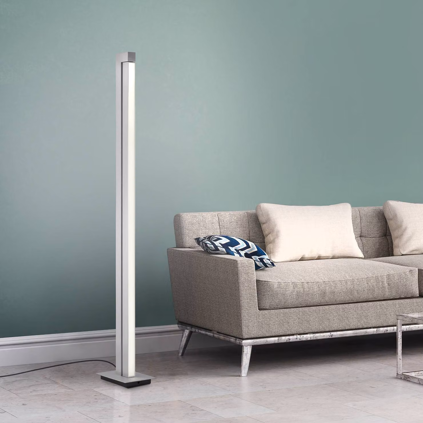 PURE Lampada da terra a LED Lines Floor, dimmerabile, Alluminio / Grigio / Zincato, Soggiorno / Sala da pranzo, Metallo, Moderno, Lampada LED da terra