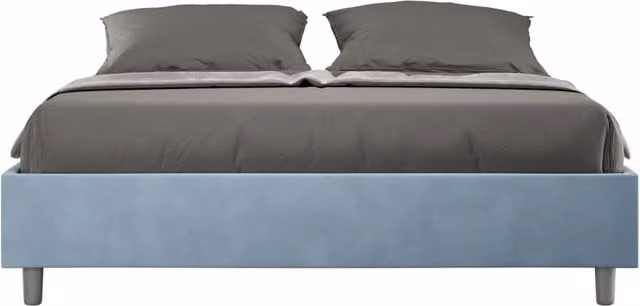 Letto matrimoniale king size con rete imbottito 170x210 microfibra azzurro Azelia