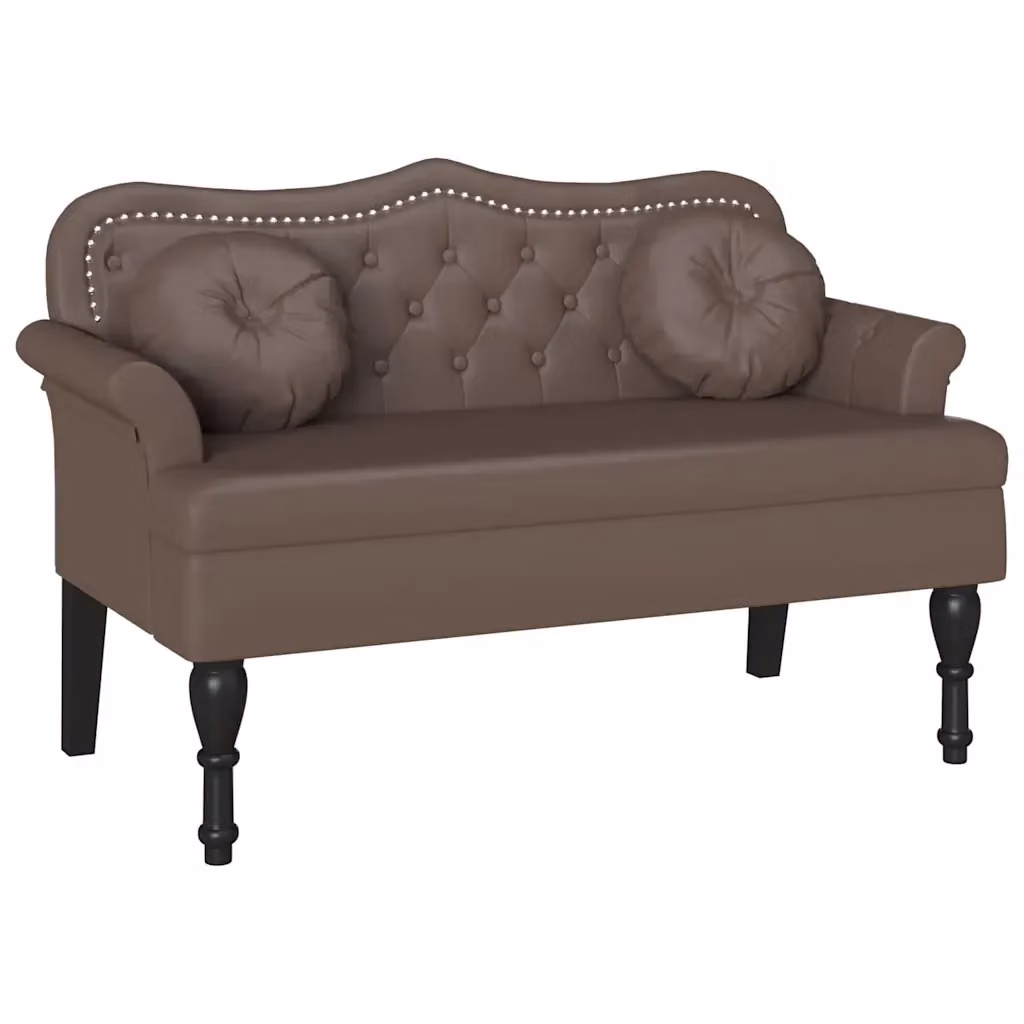 Panca Chesterfield vidaXL in pelle sintetica marrone con braccioli L/P/H: 120,5 x 65 x 75 cm – 2