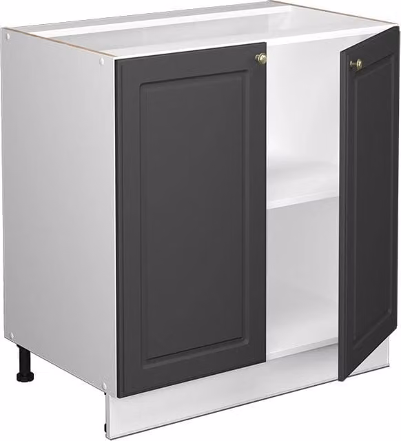 Mobiletto base cucina Fame-Line Oro-antracite country/Bianco 80 cm piano di lavoro Rovere dorato Vicco