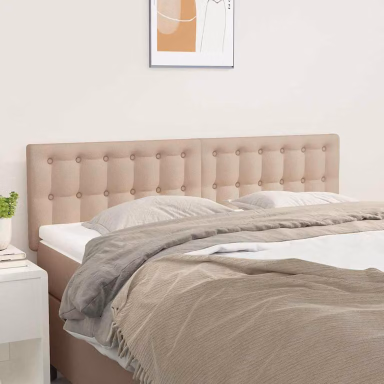 Testiera per letto vidaXL in similpelle color cappuccino, L: 144 cm, P: 5 cm, H: 78/88 cm