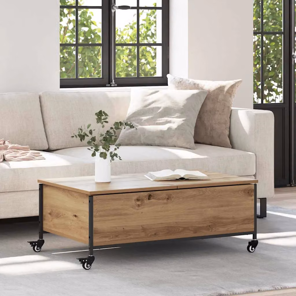 Tavolino da salotto moderno vidaXL in rovere color marrone L 91 cm x P 55 cm x H 32 cm