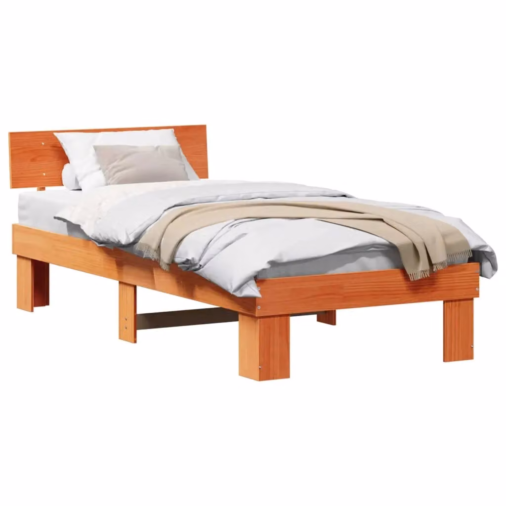 Struttura del letto giroletto in pino massello marrone cerato L: 75 cm, P: 190 cm – 2