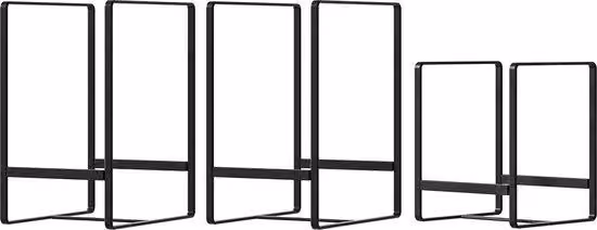 Scaffale in metallo nero con ripiani e cassetti