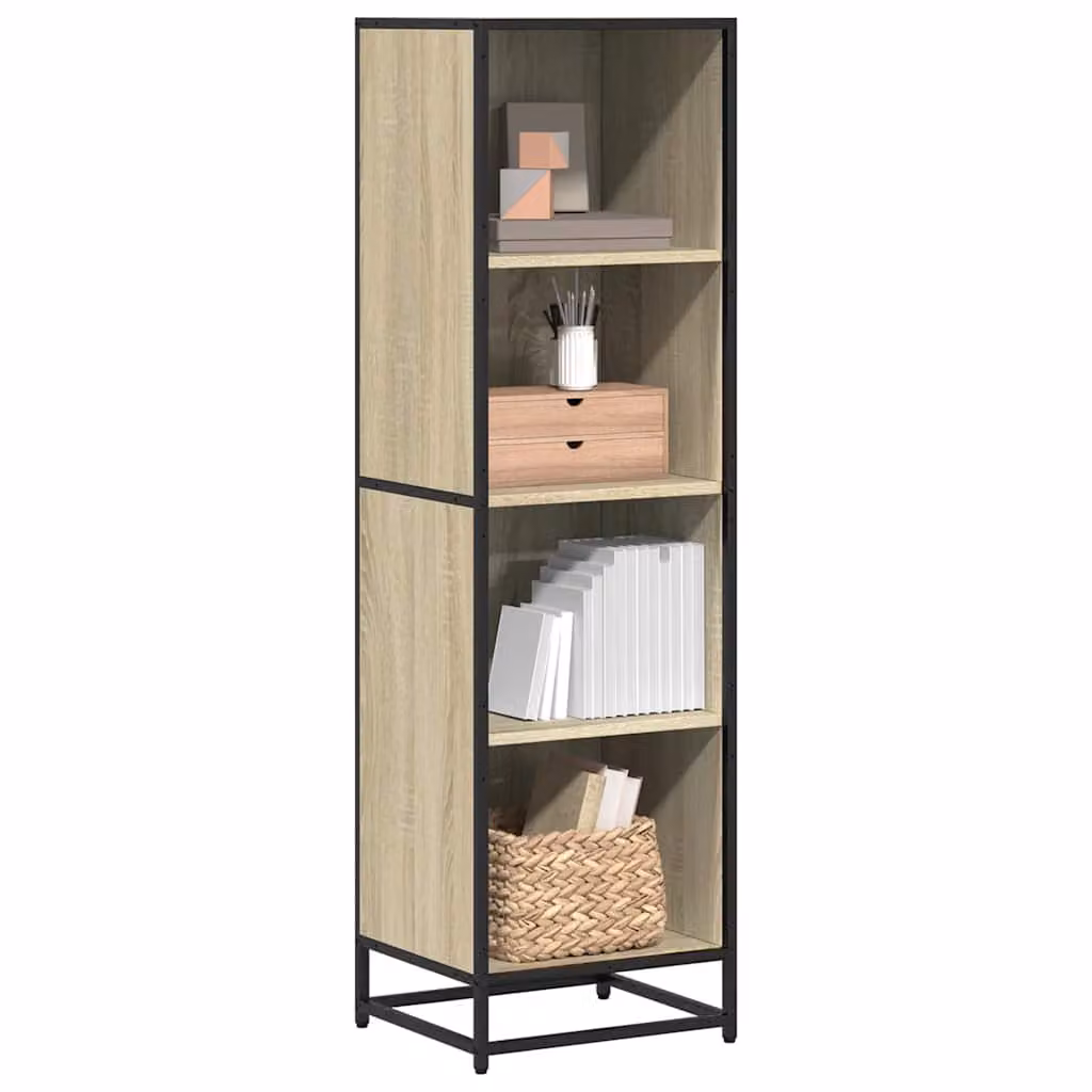 Libreria stile industrial vidaXL in legno e metallo, colore marrone e beige, L 40 cm x P 35 cm x H 139 cm