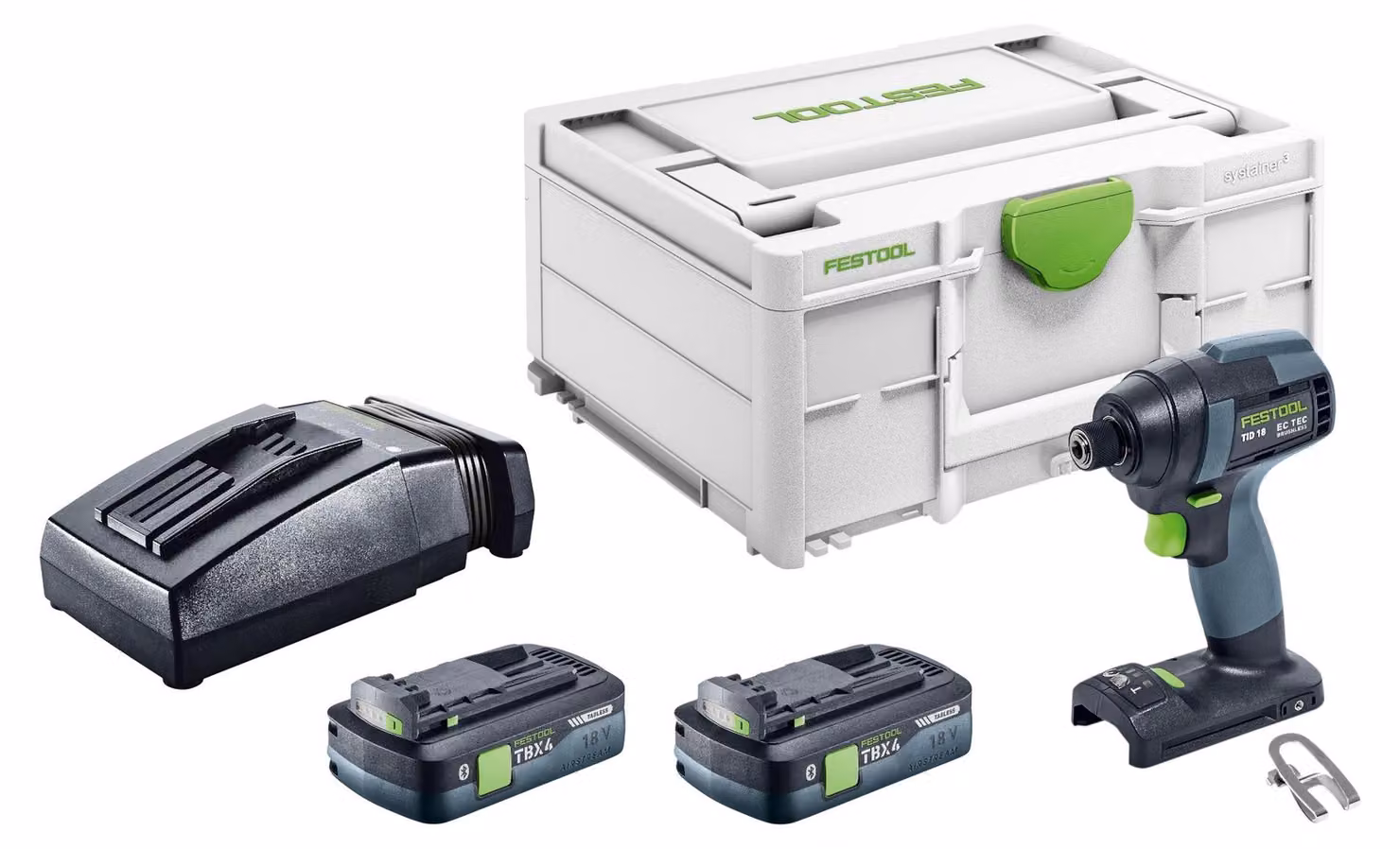 Avvitatore a impatto a batteria Festool TID 18-Basic 18 V 180 Nm 1/4" Brushless + 2x batteria 4,0 Ah + caricabatterie + Systainer