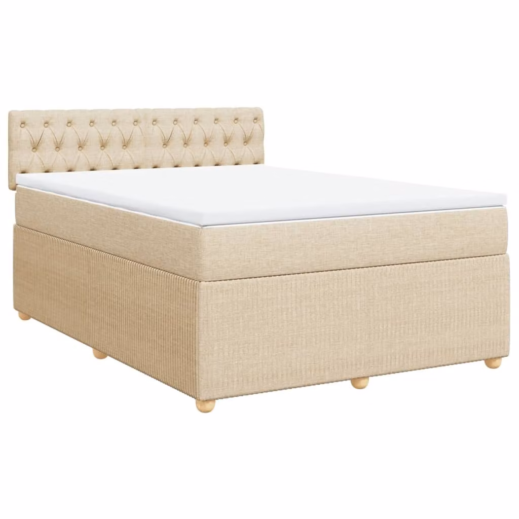 Giroletto a Molle con Materasso Crema 140x19 cm in Tessuto